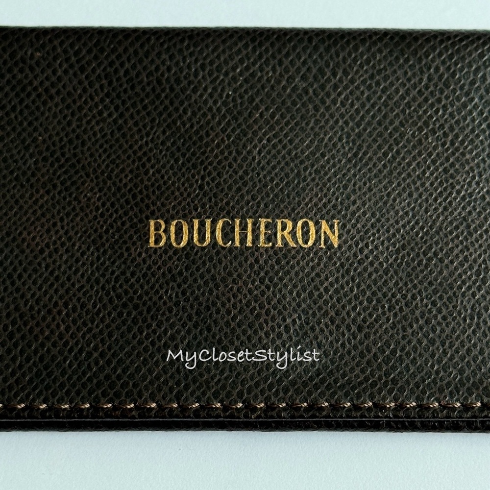 BOUCHERON GENUINE LEATHER Gold Luxury Necklace Bracelet CASE Pouch NEW! Rare